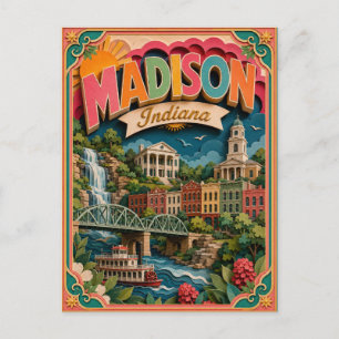 Papperklippning States Madison Indiana Papperskons Vykort