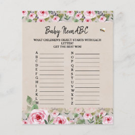 Pappersark Baby shower spel "Baby Item ABC".