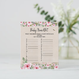 Pappersark Baby shower spel "Baby Item ABC".