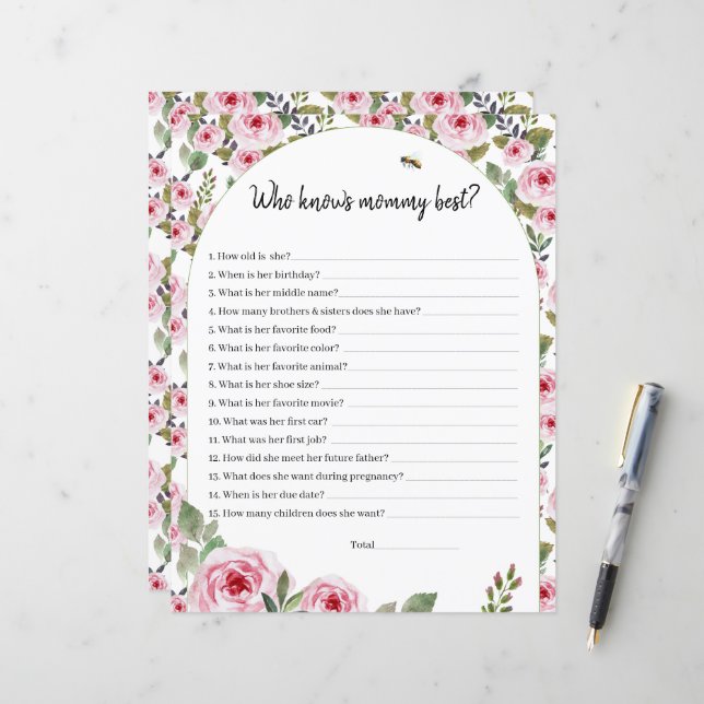 Pappersark spel Vem känner mamma bäst? (Fram/Back In Situ)