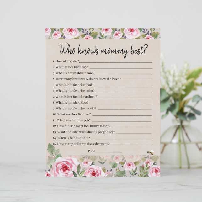 Pappersark spel Vem känner mamma bäst? (Stående Fram)