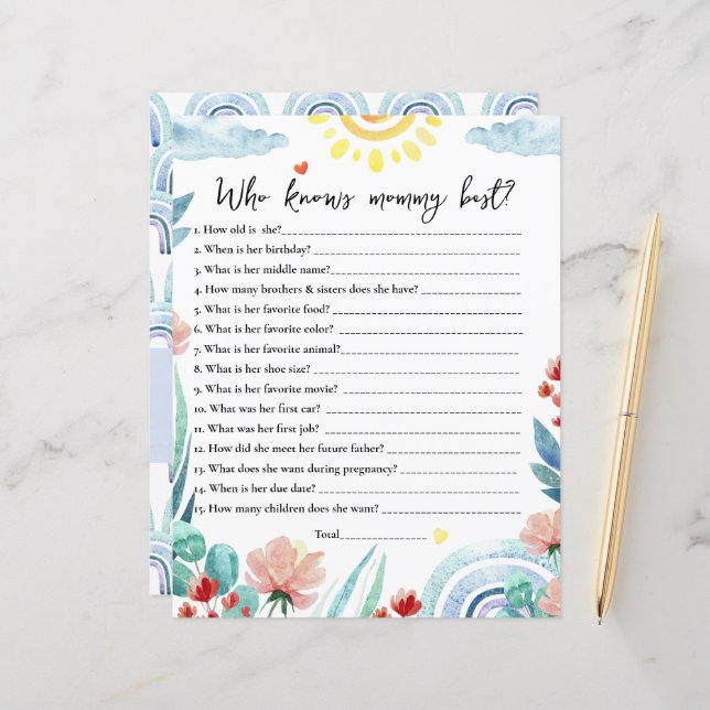 Pappersark spel Vem känner mamman bäst? (Fram/Back In Situ)