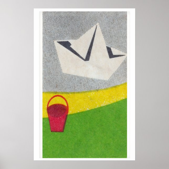 Pappersbåt - Matchbox-utskrift - Estetisk väggkons Poster (Framsidan)