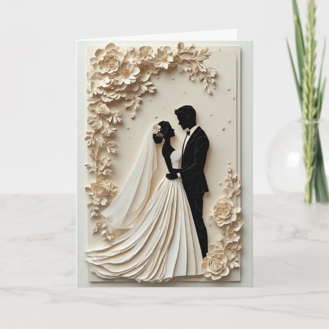✨ Pappersblomsinbjudan för Romantiskt Bröllop ✨ Kort (Framsida)