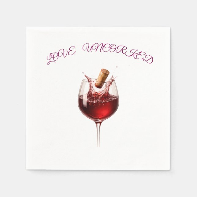 Papperservetter med elegant vinstänk - Love Uncork Pappersservett (Framsidan)