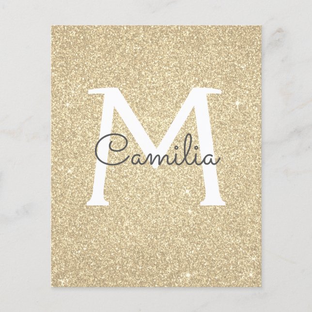 Pappersguld Glitter Monogram Quinceanera (Framsida)