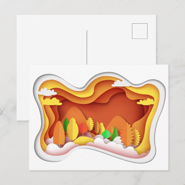 Pappershantverk Höstfärger  Vykort (Fram/baksida)