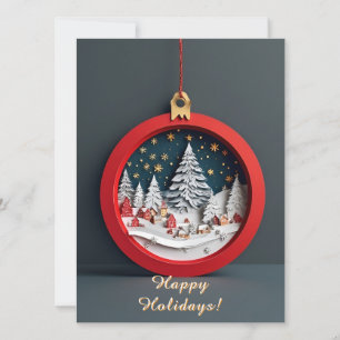 🎁 Pappershantverk Juldekoration Vinterby Kort