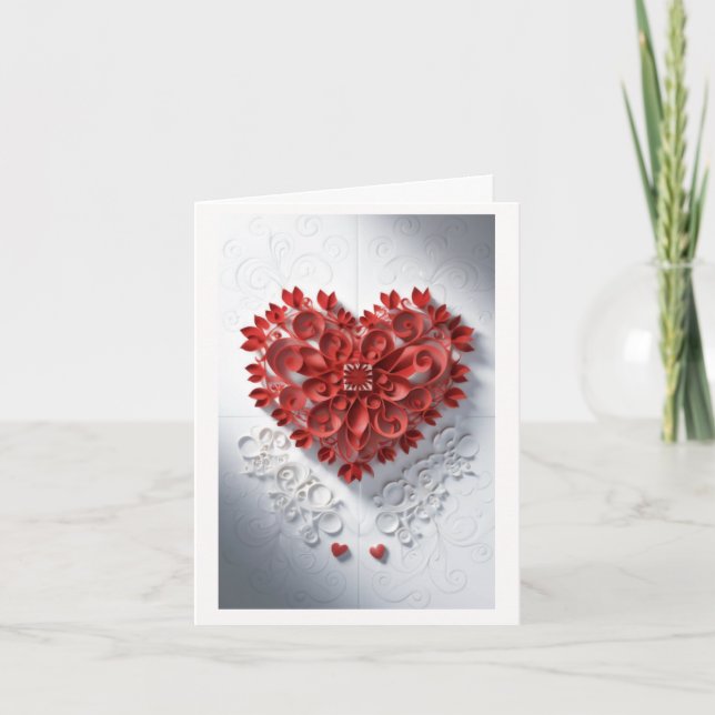 Pappershjärta av skönhet tack kort (Framsida)