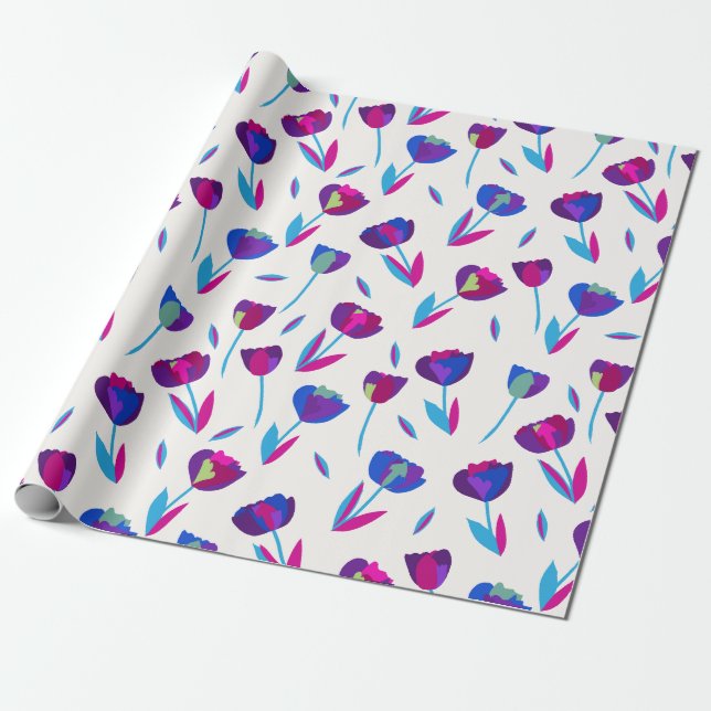 Pappersinslag med fantasifulla tulpaner presentpapper (Utrullad)