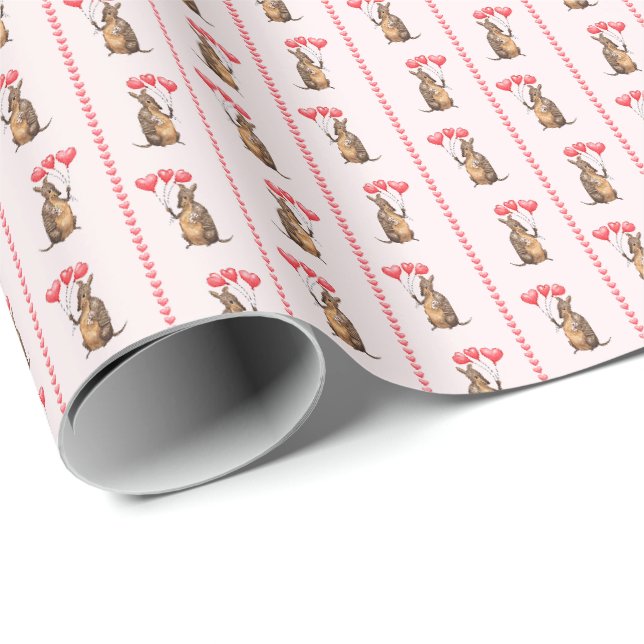 Pappersinslagning med armadillo till Alla hjärtans Presentpapper (Rullad Hörn)
