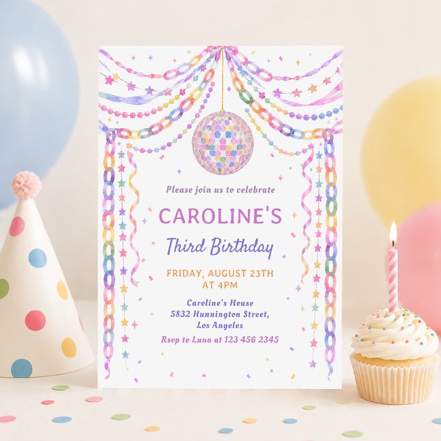 Papperskedjor Disco Girlang Födelsedag Inbjudningar (Skapare uppladdad)
