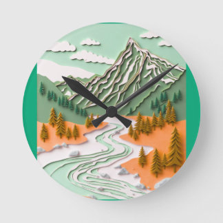 Pappersklipp Berg design Rund Klocka