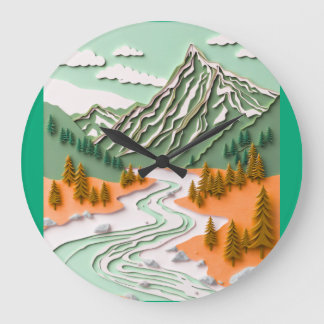 Pappersklipp Berg design Stor Klocka