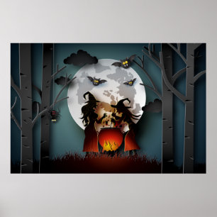 Pappersklippa Häxor i Skogen Poster