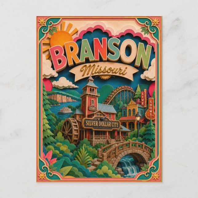 Papperskonst Branson Missouri PopCut Vykort (Framsida)