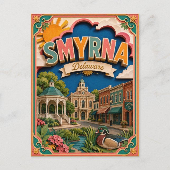 Papperskonst PopCut staterna Smyrna Delaware Vykort (Framsida)