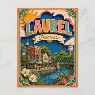 Papperskonst PopCut States Laurel Delaware Vykort