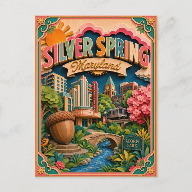 Papperskonst Silver Spring Maryland PopCut Vykort (Framsida)
