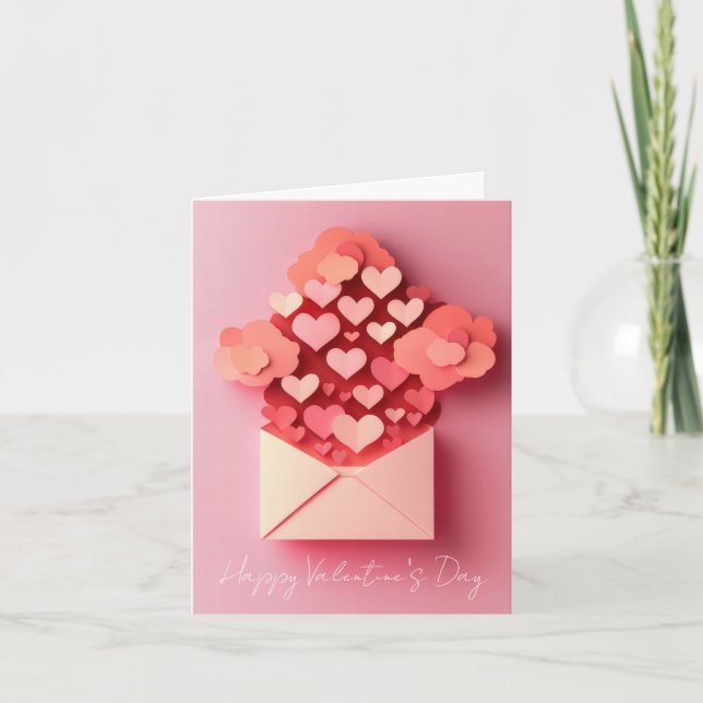 Pappersnittade hjärtans alla hjärtans dag hälsning helgkort (Framsida)