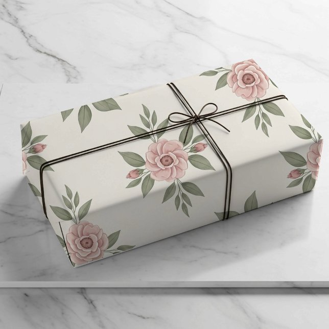Pappersomslag med persikoblomsspridning presentpapper (Skapare uppladdad)