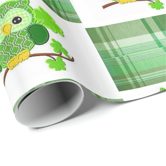 Papperspåse för St. Patrick's Day med uggla Presentpapper (Rullad Hörn)
