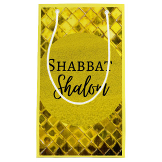 Papperspresentpåse Shabbat Shalom Gul Design
