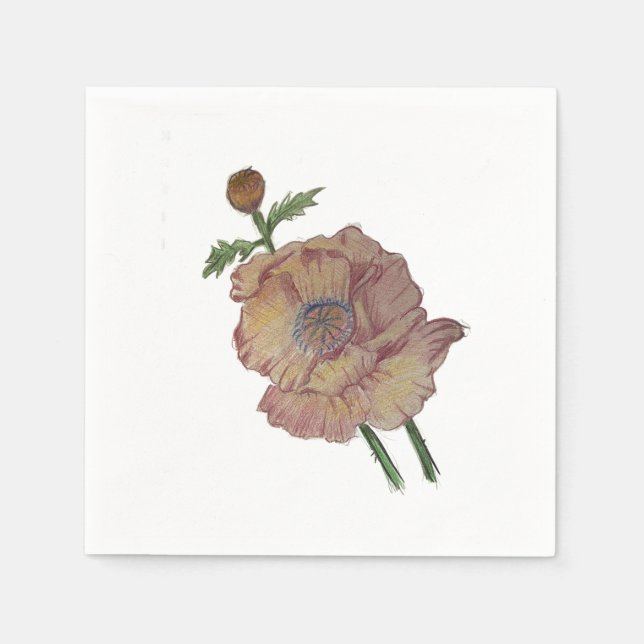 Pappersservett Akvarell Pennblomma Design (Framsidan)