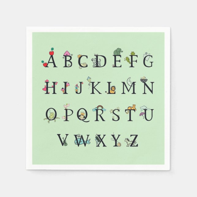 PAPPERSSERVETT: ALPHABET CHART PAPPERSSERVETT (Framsidan)