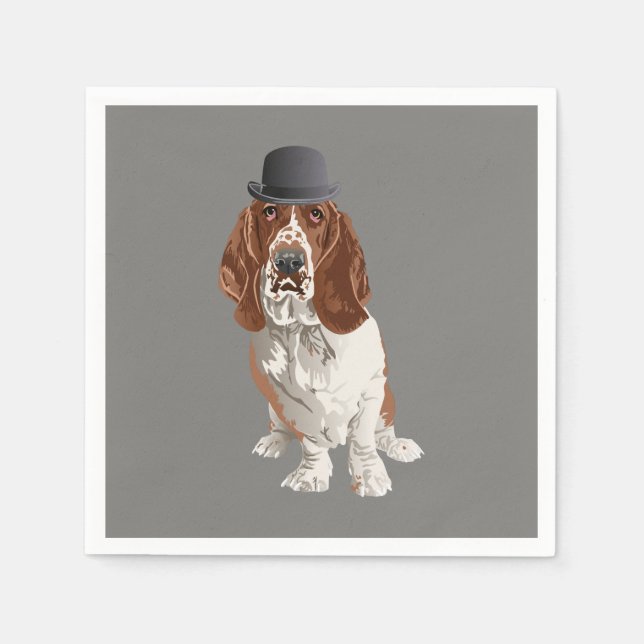 Pappersservett Basset Hound Hund (Framsidan)