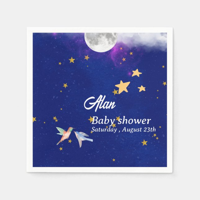 Pappersservett blå himmeldrömmar babydusch (Framsidan)