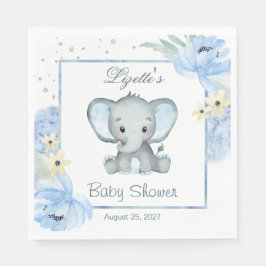 Pappersservett blommigt Blue ElephantBaby Shower
