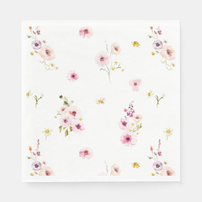 Pappersservett blommigt vattenfärg (Framsidan)