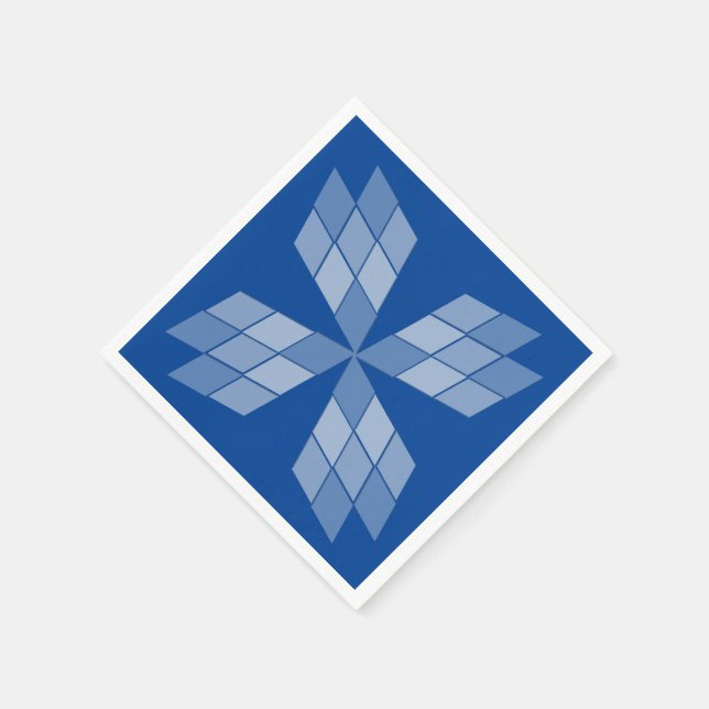 Pappersservett - Diamond Petals på Blue (Hörn)