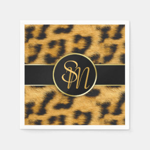 Pappersservett elegant Leopard Skriv ut monogram