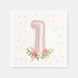 Pappersservett First Rosa Girl Påsk