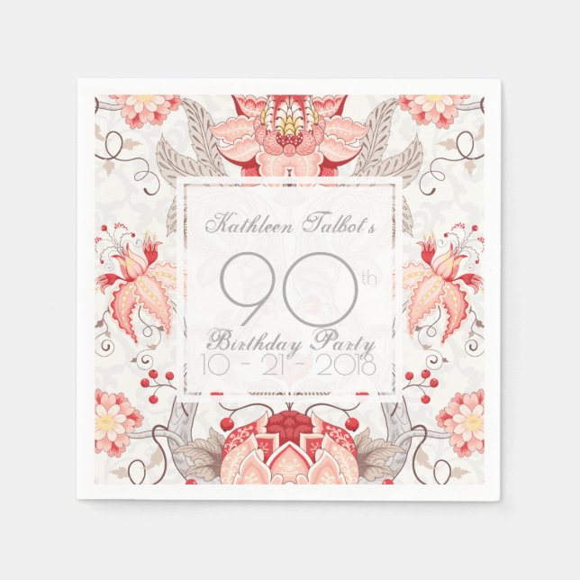 Pappersservett för 90:e Födelsedagsfest för Blommi (Framsidan)