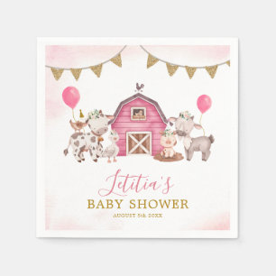 Pappersservett för Baby Shower Rosa Farm Baby Show