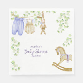 Pappersservett för babydusch.