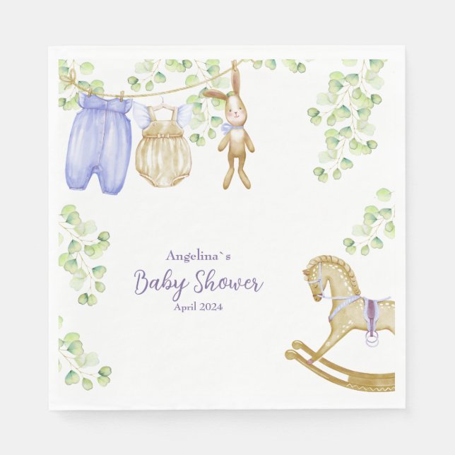 Pappersservett för babydusch. (Framsidan)