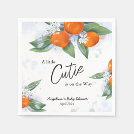 Pappersservett för babydusch med tangerin