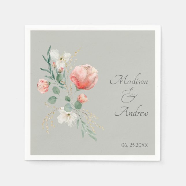 Pappersservett för Blommigt av vattenfärg i elegan (Framsidan)