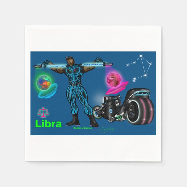 Pappersservett för födelsedagsfest med Libra-tema (Framsidan)
