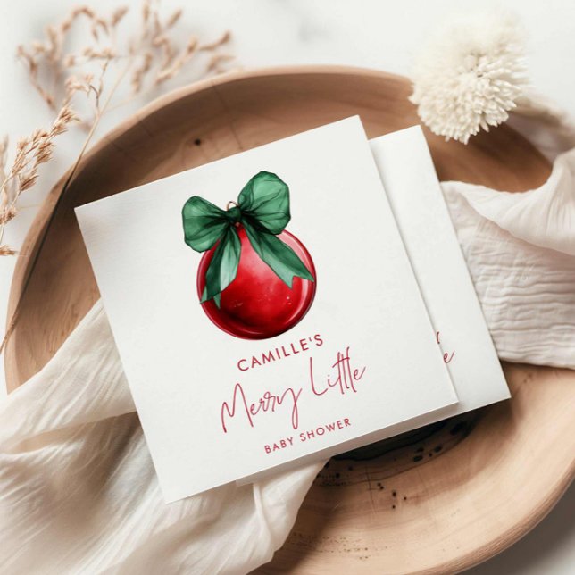 Pappersservett för God jul Little Baby Shower (Merry Little Baby Shower Personalized Paper Napkins )