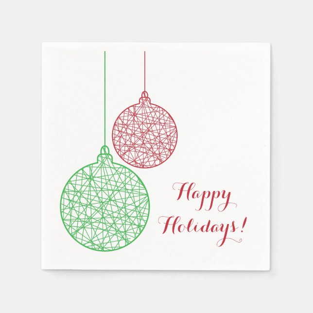 Pappersservett för grönt och röda julprydnader (Framsidan)