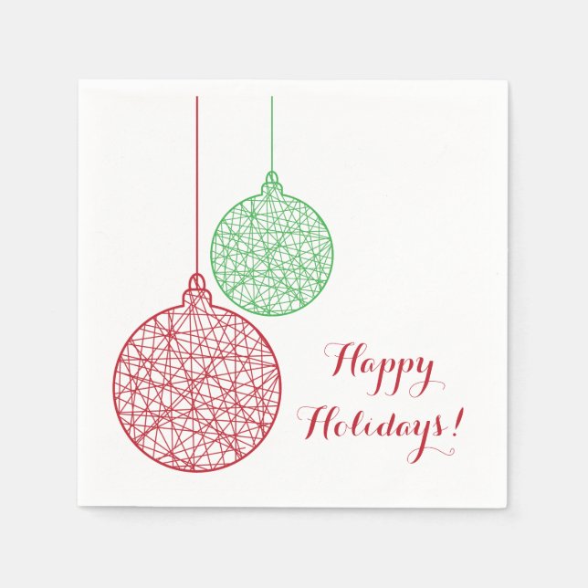 Pappersservett för grönt och röda julprydnader (Framsidan)