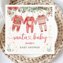 Pappersservett för julpojken Santa Baby Shower