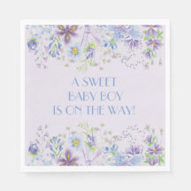 Pappersservett för lila och Blue Blommigt Boy Show
