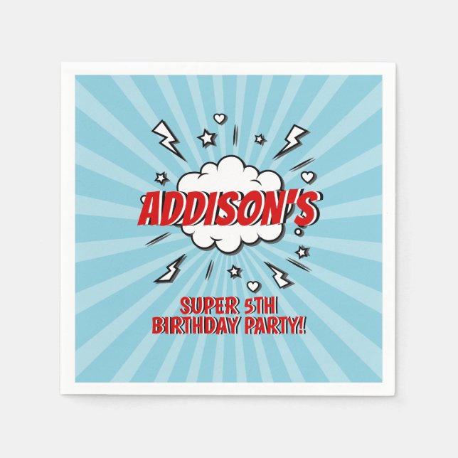 Pappersservett för superhjälte Tecknad Födelsedags (Framsidan)
