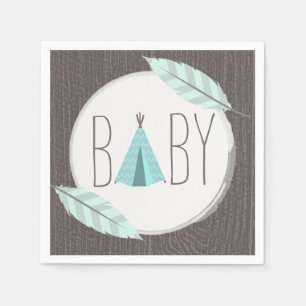 Pappersservett för turkosTipibaby shower